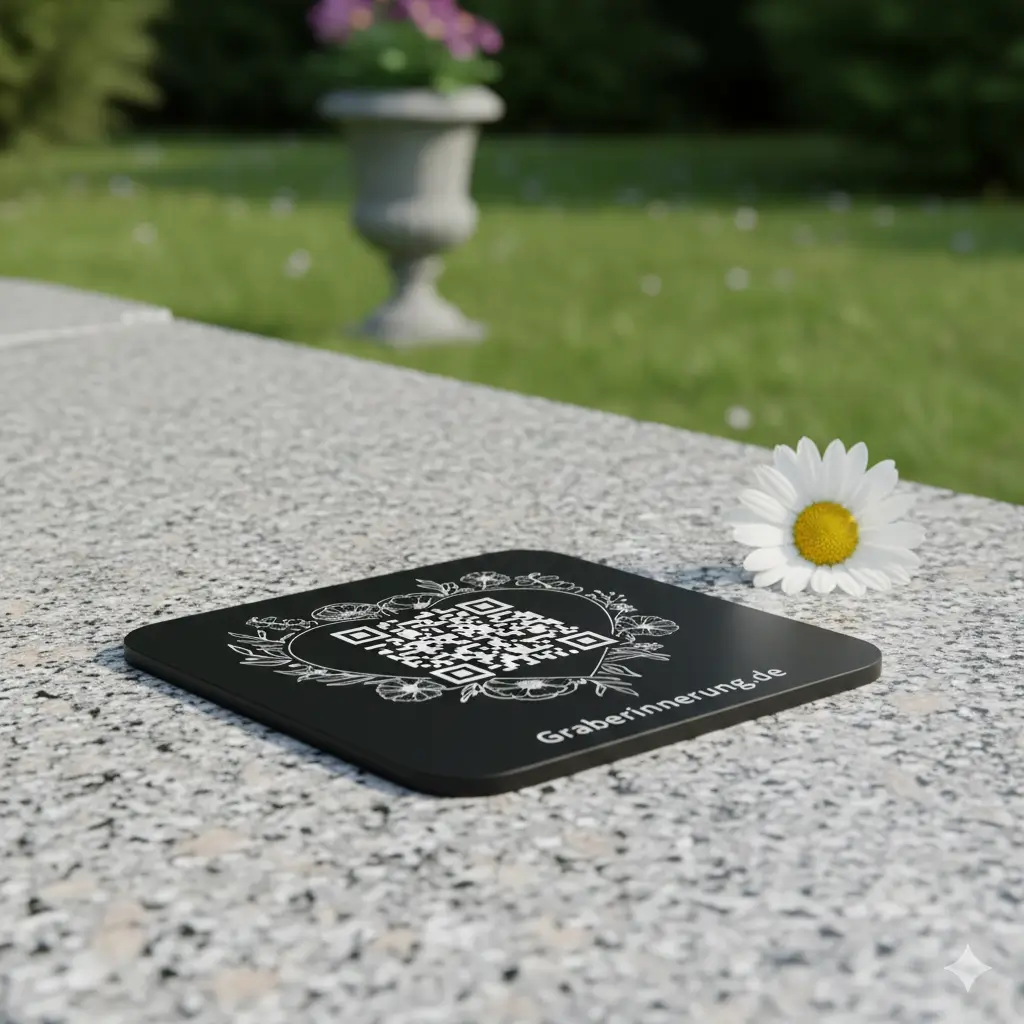 Graberinnerung QR-Code Plättchen - Digitale Gedenkseite